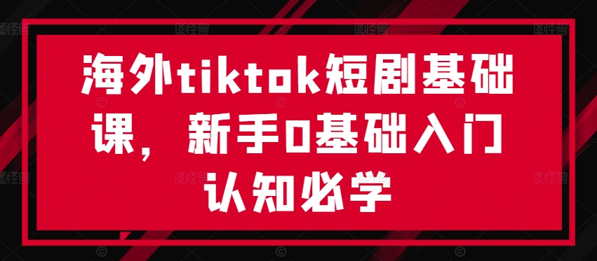 海外tiktok短剧基础课，新手0基础入门认知必学-副业网创