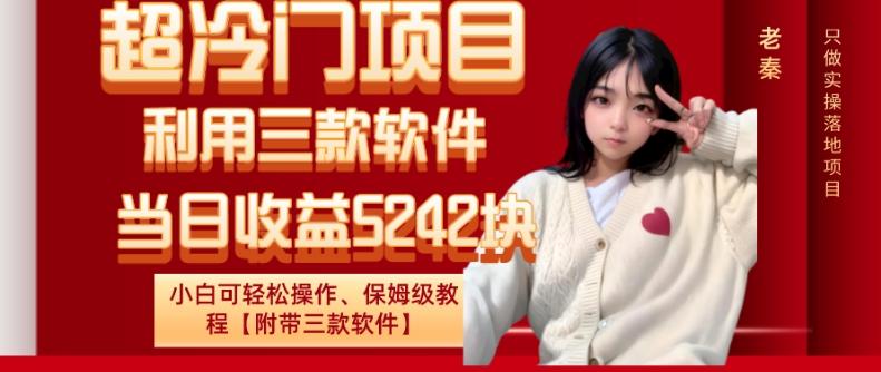 超冷门项目、利用三款软件、当日收益5242块、小白可轻松操作、保姆级教程【附带三款软件】-副业网创