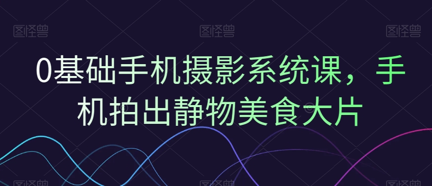 0基础手机摄影系统课，手机拍出静物美食大片-副业网创