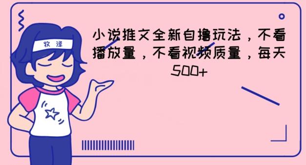 小说推文全新自撸玩法，不看播放量，不看视频质量，每天500+【揭秘】-副业网创