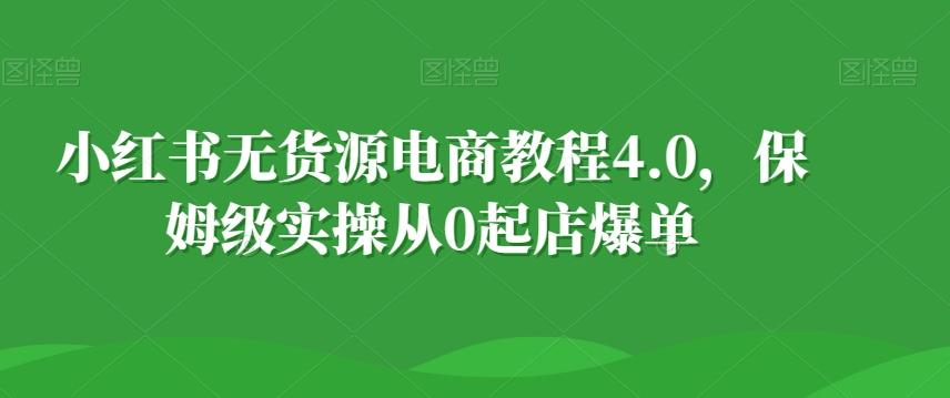 小红书无货源电商教程4.0，保姆级实操从0起店爆单【拆解】-副业网创