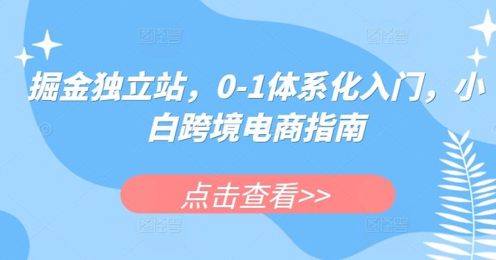 掘金独立站，0-1体系化入门，小白跨境电商指南-副业网创