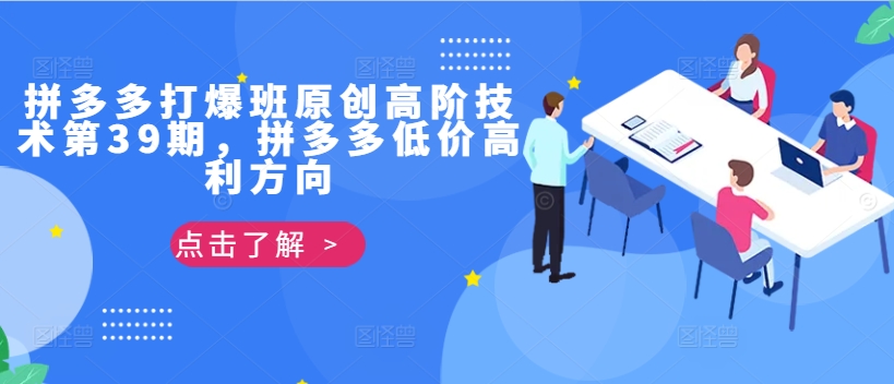 拼多多打爆班原创高阶技术第39期，拼多多低价高利方向-副业网创
