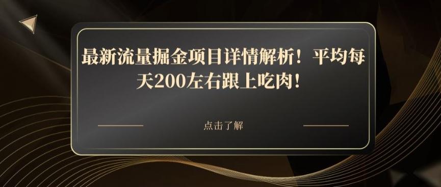 最新流量掘金项目详情解析！平均每天200左右跟上吃肉！-副业网创