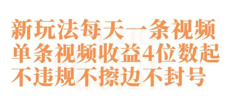 快手新玩法每天一条视频单条视频收益4位数起不违规不擦边不封号【揭秘】-副业网创