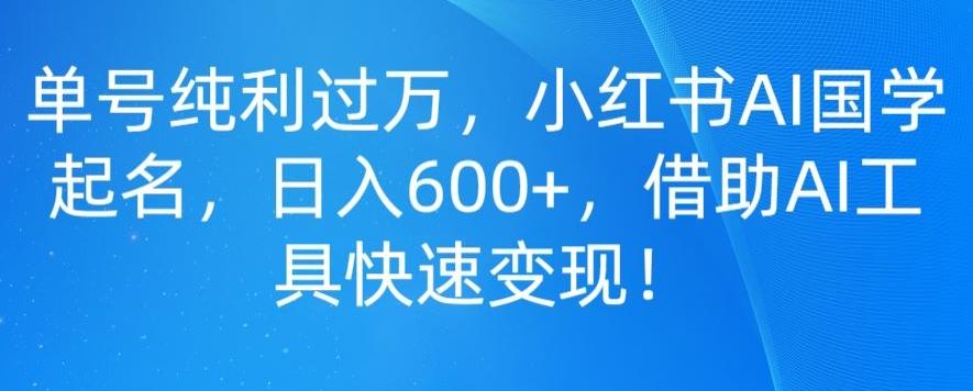单号纯利过万，小红书AI国学起名，日入600+，借助AI工具快速变现-副业网创