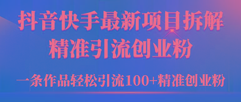 (9447期)2024年抖音快手最新项目拆解视频引流创业粉，一天轻松引流精准创业粉100+-副业网创