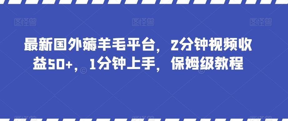 最新国外薅羊毛平台，2分钟视频收益50+，1分钟上手，保姆级教程【揭秘】-副业网创
