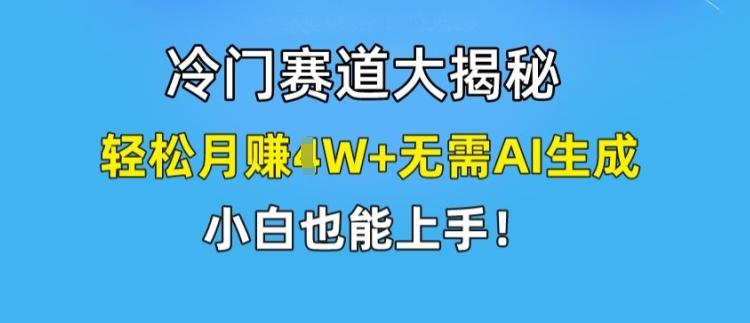 冷门赛道大揭秘，轻松月赚1W+无需AI生成，小白也能上手【揭秘】-副业网创