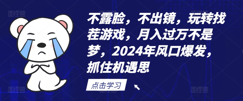不露脸，不出镜，玩转找茬游戏，月入过万不是梦，2024年风口爆发，抓住机遇【揭秘】-副业网创
