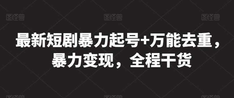 最新短剧暴力起号+万能去重，暴力变现，全程干货【揭秘】-副业网创