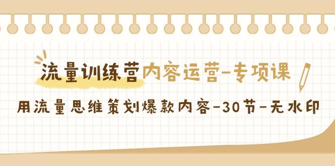 流量训练营之内容运营-专项课，用流量思维策划爆款内容-30节-无水印-副业网创