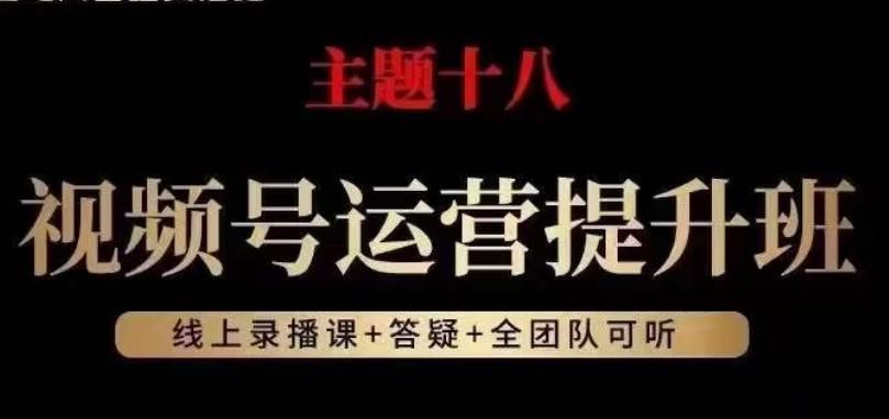 视频号运营提升班，从底层逻辑讲，2023年最佳流量红利！-副业网创