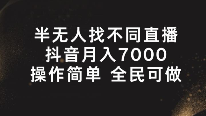半无人找不同直播，月入7000+，操作简单 全民可做【揭秘】-副业网创