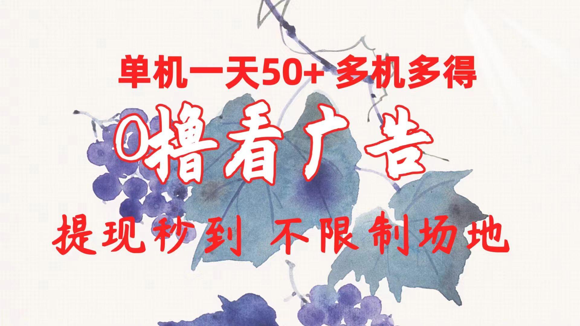0撸看广告 单机一天50+多机多得 提现秒到 不限制场地操作-副业网创