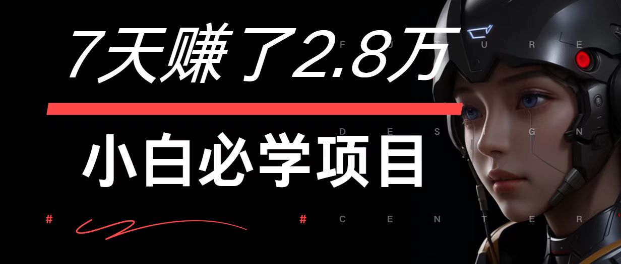 7天赚了2.8万！每单利润最少500+，轻松月入7万+小白有手就行-副业网创