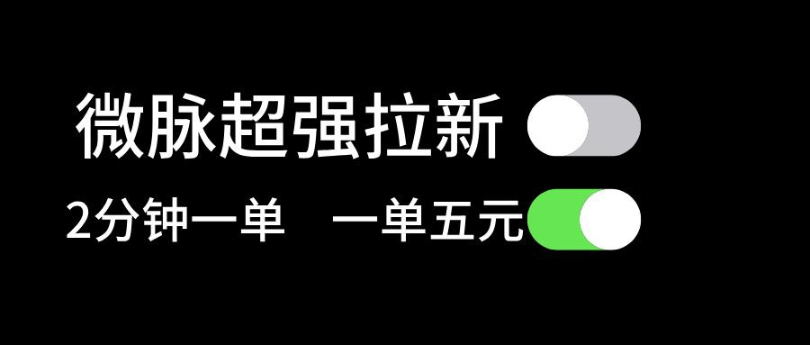 微脉超强拉新， 两分钟1单， 一单利润5块，适合小白-副业网创