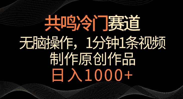 共鸣冷门赛道，无脑操作，一分钟一条视频，日入1000+【揭秘】-副业网创
