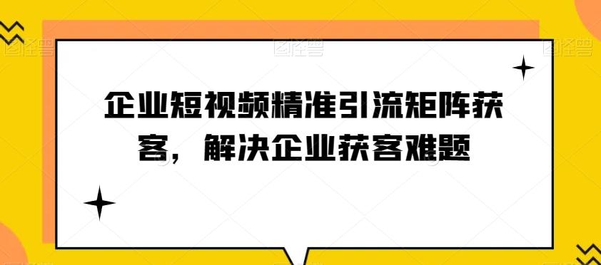 企业短视频精准引流矩阵获客，解决企业获客难题-副业网创