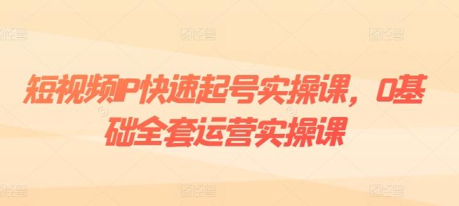 短视频IP快速起号实操课，0基础全套运营实操课，爆款内容设计+粉丝运营+内容变现-副业网创