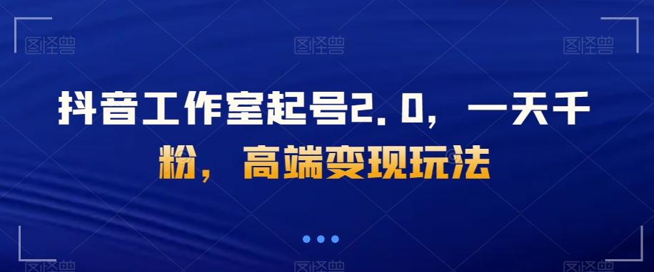 抖音工作室起号2.0，一天千粉，高端变现玩法【揭秘】-副业网创