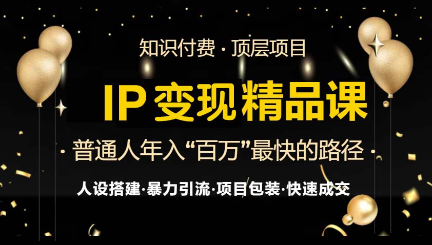 IP变现最新精品课程，知识付费全流程+最强引流术+小白避坑指南-副业网创